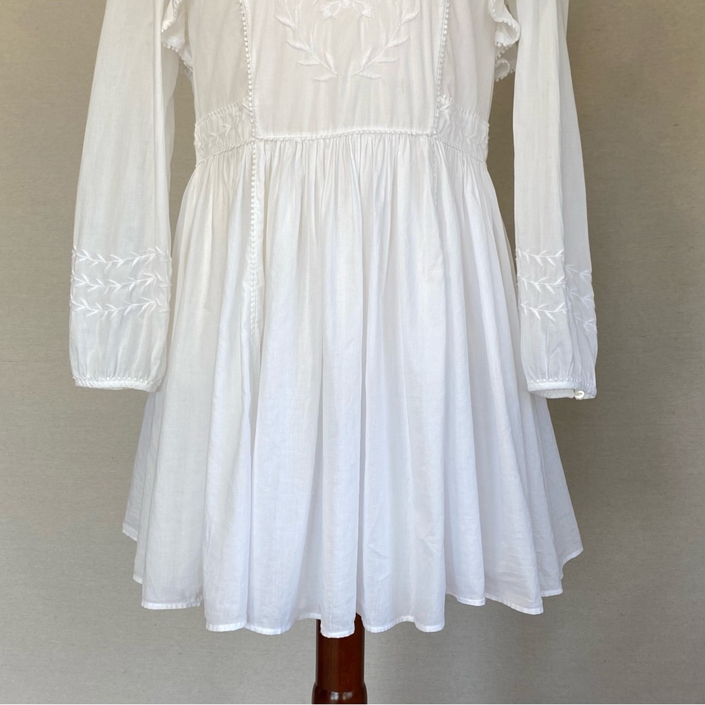 Banana Republic Esme Embroidered Ruffled Mini Dress Bishop Sleeves - Picture 4 of 16